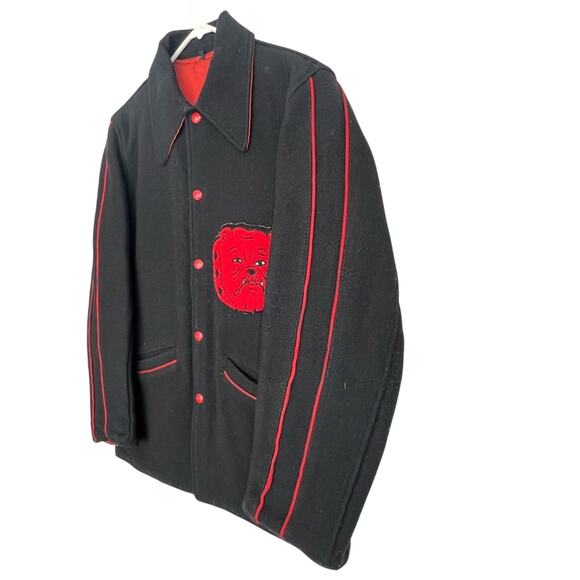 True Vintage 1930’s Wool Red Dog Bulldog Varsity Jacket Size Large ONE OF A KIND - Picture 2 of 7